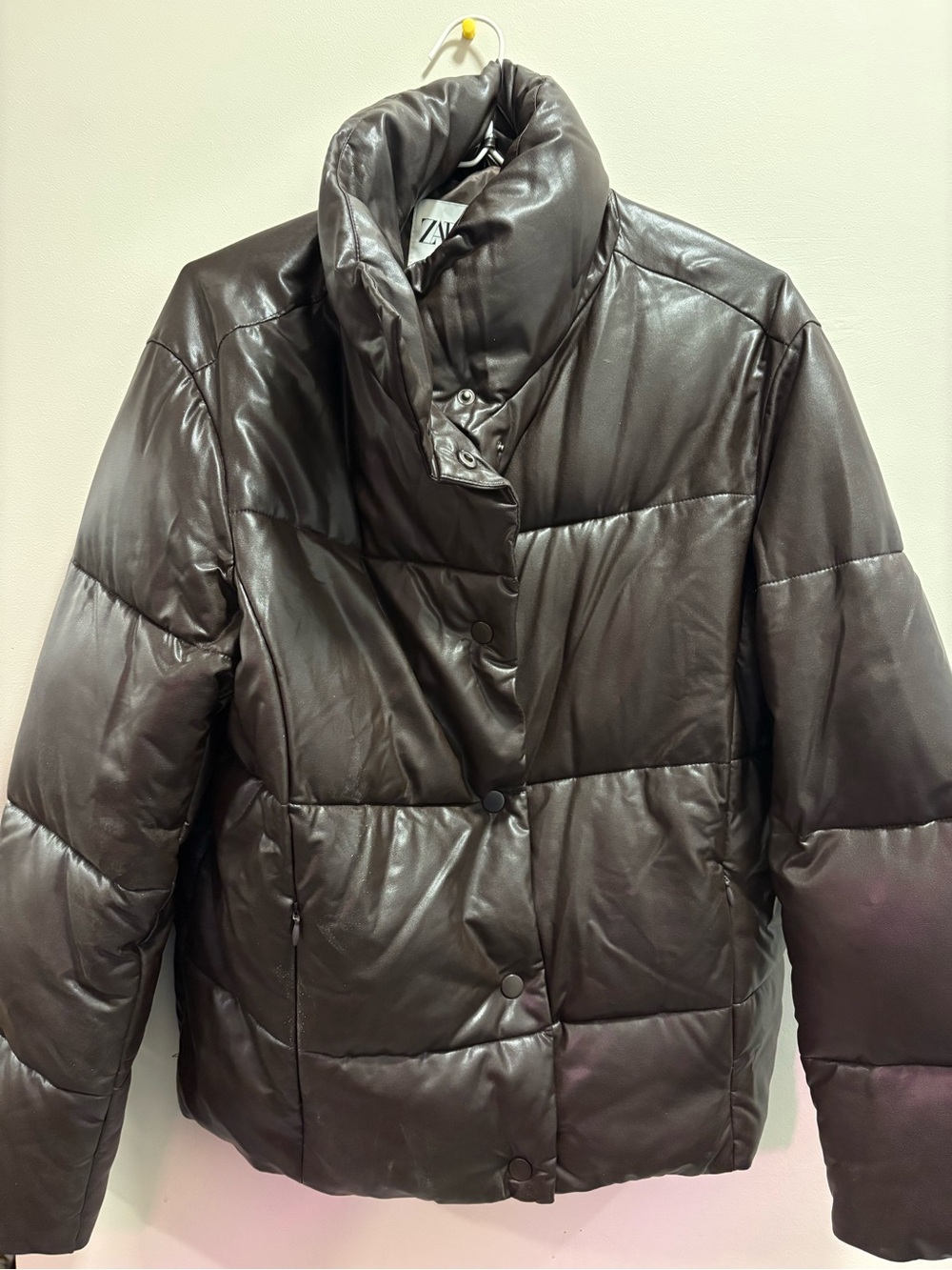 Zara Dark Brown Quilted Puffer Jacket